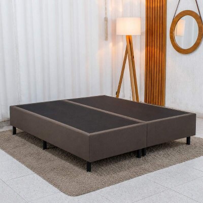 Base Box Casal Bipartida Sued Marrom 138x188x37 cm - Ortobel