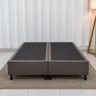 Base Box Casal Bipartida Sued Marrom 138x188x37 cm - Ortobel