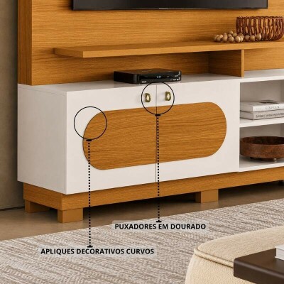 Home Theater Axis Larg. 1.60m Cinamomo/Off para TV's 60 Polegadas - HB M�veis