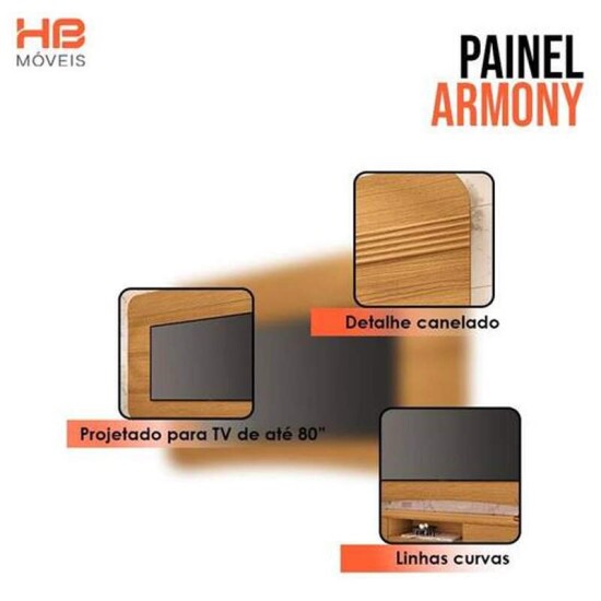 Rack Elara Larg. 2.00m Cinamomo + Painel Armoni Larg. 2.00m Cinamomo - HB M�veis