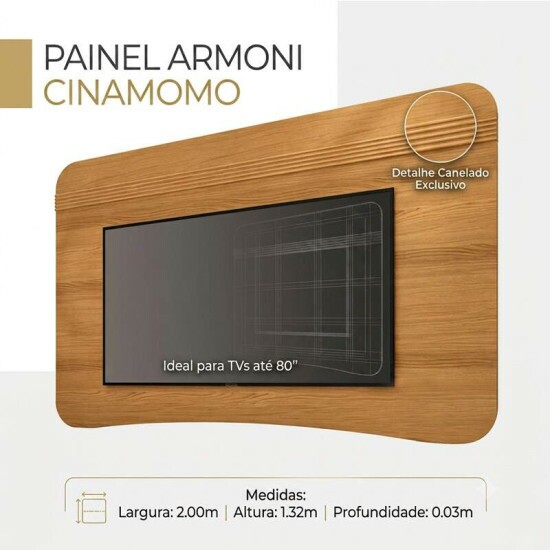 Rack Elara Larg. 2.00m Cinamomo + Painel Armoni Larg. 2.00m Cinamomo - HB M�veis