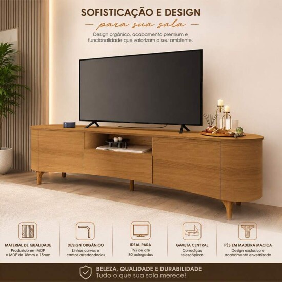 Rack Elara Larg. 2.00m Cinamomo + Painel Armoni Larg. 2.00m Cinamomo - HB M�veis