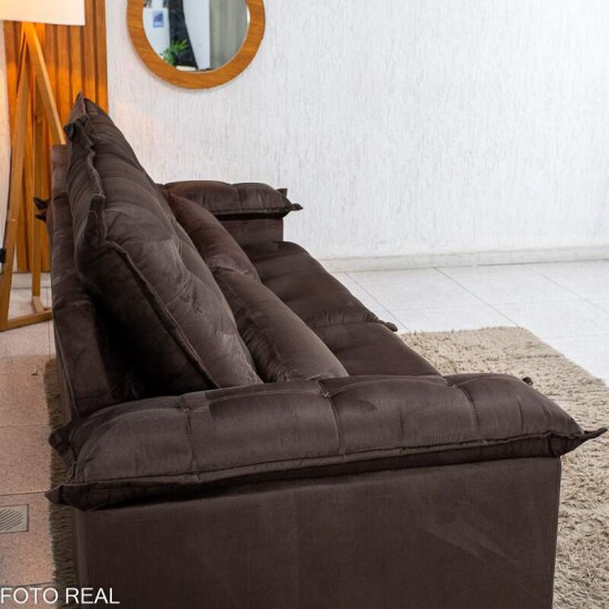 Sof� Retr�til Reclin�vel Niger 2.50m Veludo Marrom B131 - Sem Caixa