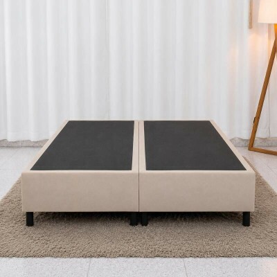 Base Box Casal Bipartida Sued Bege 138x188x37 cm - Ortobel