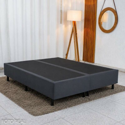 Base Box Casal Bipartida Sued Cinza 138x188x37 cm - Ortobel