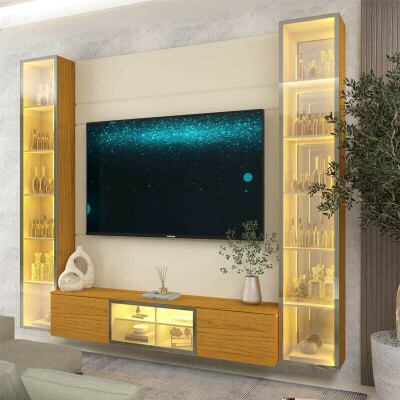 Home 2,30m Luminare Reflect Off White/Naturale com LED e Espelho para TV at� 70