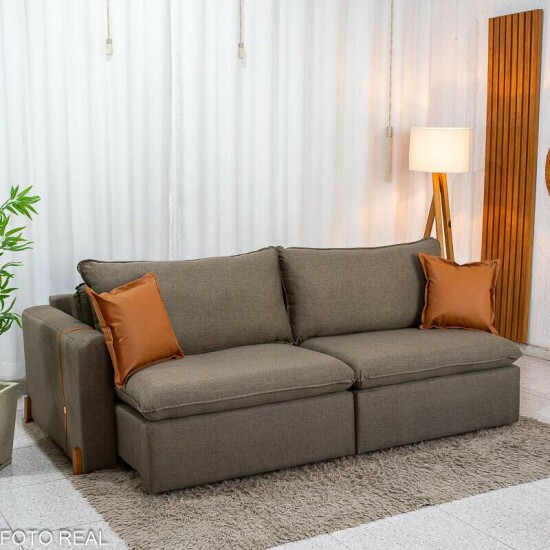Sof� Retr�til Luma 2.30m Linho Marrom 28 - Sem Caixa