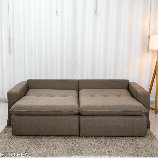 Sof� Retr�til Luma 2.30m Linho Marrom 28 - Sem Caixa