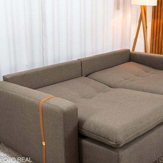 Sof� Retr�til Luma 2.30m Linho Marrom 28 - Sem Caixa