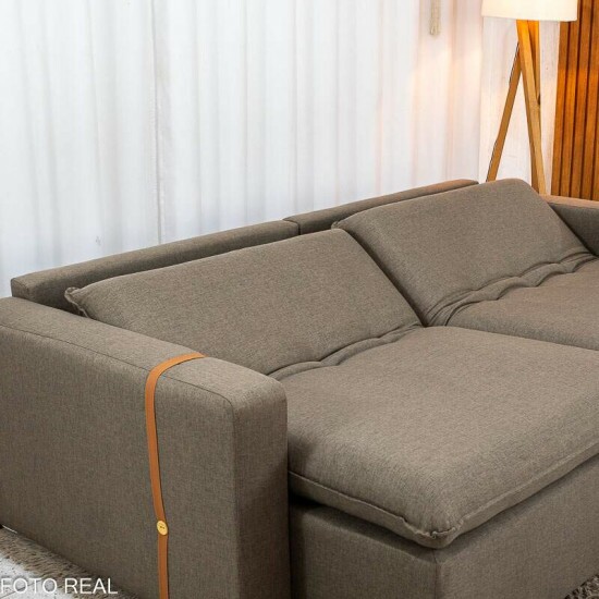 Sof� Retr�til Luma 2.30m Linho Marrom 28 - Sem Caixa