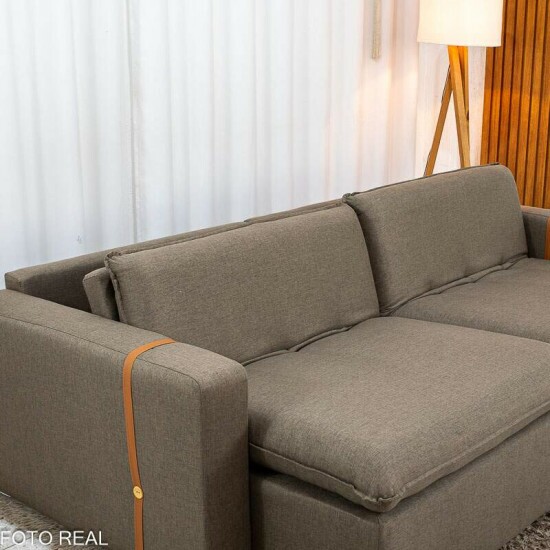 Sof� Retr�til Luma 2.30m Linho Marrom 28 - Sem Caixa