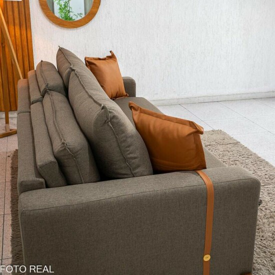 Sof� Retr�til Luma 2.30m Linho Marrom 28 - Sem Caixa