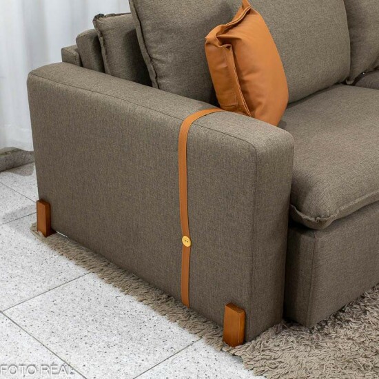 Sof� Retr�til Luma 2.30m Linho Marrom 28 - Sem Caixa