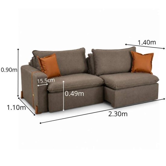 Sof� Retr�til Luma 2.30m Linho Marrom 28 - Sem Caixa