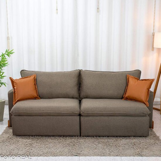 Sof� Retr�til Luma 2.30m Linho Marrom 28 - Sem Caixa