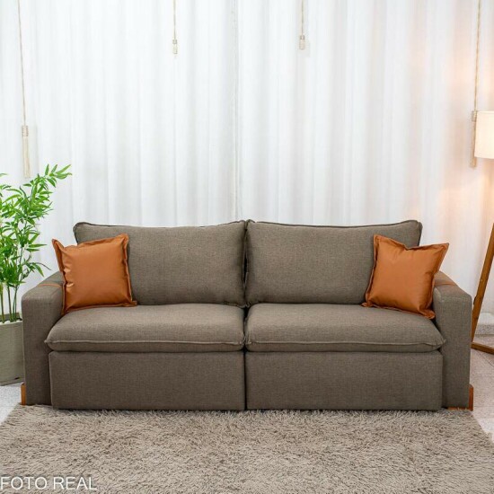 Sof� Retr�til Luma 2.30m Linho Marrom 28 - Sem Caixa
