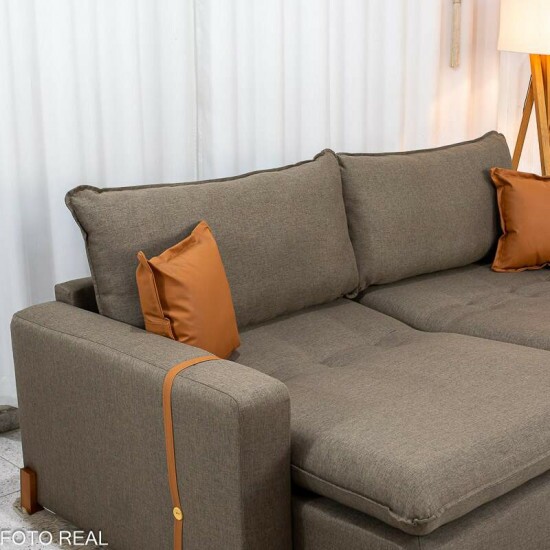 Sof� Retr�til Luma 2.30m Linho Marrom 28 - Sem Caixa