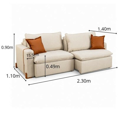 Sof� Retr�til Luma 2.30m Linho Bege 30 - Sem Caixa