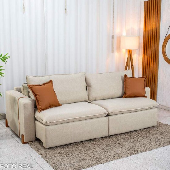 Sof� Retr�til Luma 2.30m Linho Bege 30 - Sem Caixa
