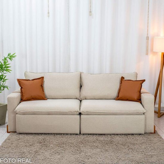 Sof� Retr�til Luma 2.30m Linho Bege 30 - Sem Caixa