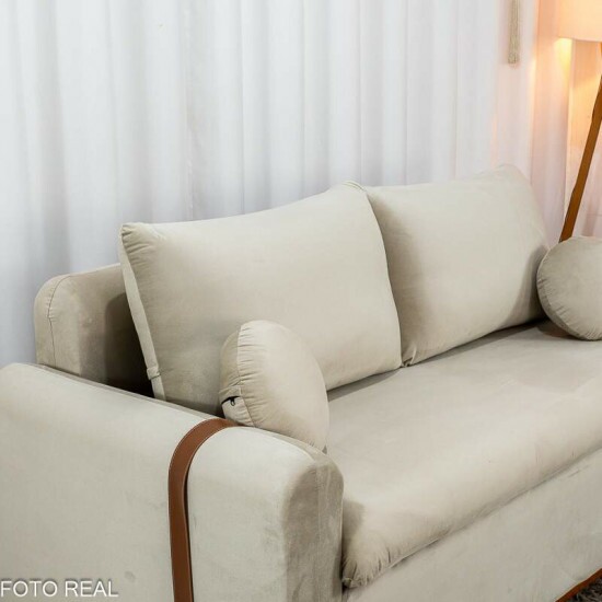 Sof� 3 lugares Kievi + Poltrona Kievi Veludo Bege A32