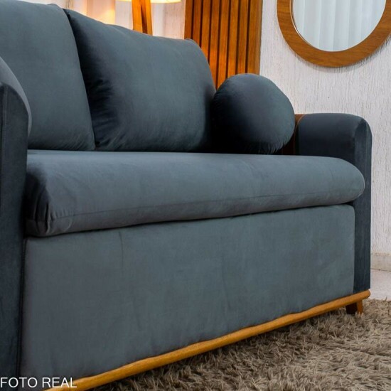 Sof� 3 lugares Kievi Larg. 1.80m Veludo Grafite A15