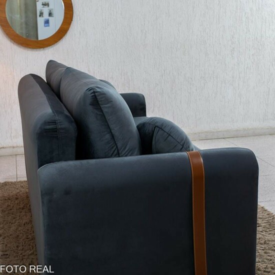 Sof� 3 lugares Kievi Larg. 1.80m Veludo Grafite A15