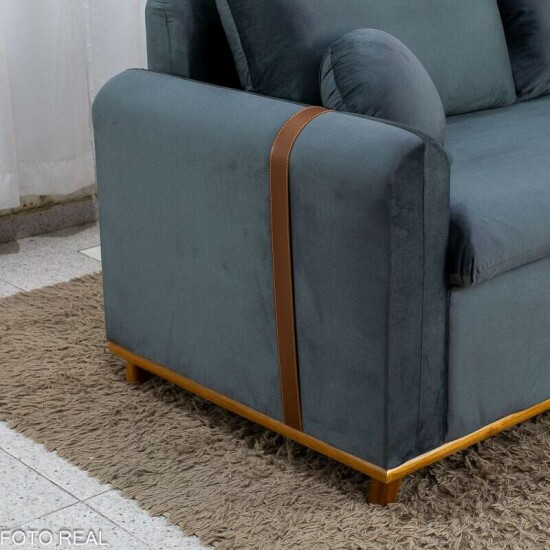 Sof� 3 lugares Kievi Larg. 1.80m Veludo Grafite A15