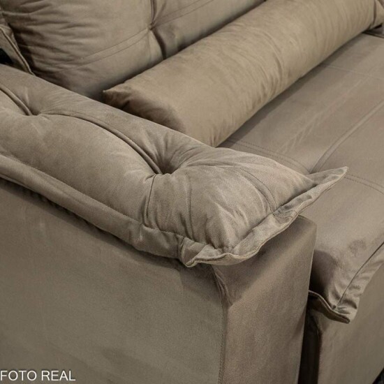 Sof� Retr�til Reclin�vel Gr�cia 2.30m Veludo Capuccino - Sem Caixa