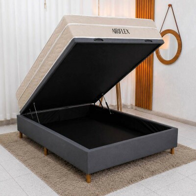 Colch�o Casal Molas Ensacadas Airflex Bioflex + Base Box Ba� Casal Carioca Sued Cinza Blindado Bioflex - 138x188x70