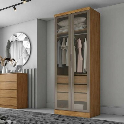 Modulado Guarda-roupa Rizon Cumaru Larg. 0.804m 2 Portas Reflecta 3 Gavetas - Novo Horizonte