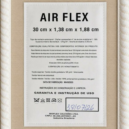 Colch�o Casal Airflex Molas Ensacadas - Bioflex + Base Box Casal Sued Bege 138x188x67 - Ortobel | Suporta at� 240kg