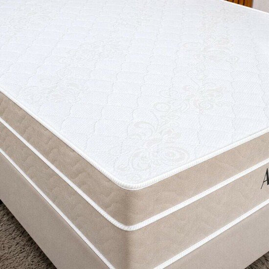 Colch�o Casal Airflex Molas Ensacadas - Bioflex + Base Box Casal Sued Bege 138x188x67 - Ortobel | Suporta at� 240kg