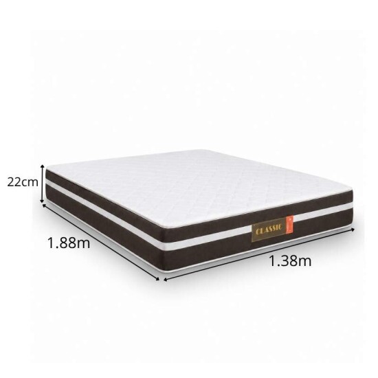 Colch�o Casal Classic 138x188x22 Molas Ensacadas - Bioflex | Suporta at� 240kg