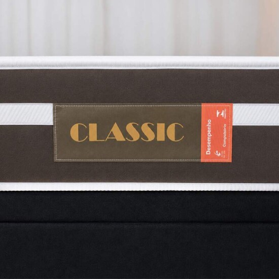 Colch�o Casal Molas Ensacadas Classic Bioflex + Base Box Ba� Casal Carioca Sued Preto Blindado Bioflex - 138x188x62