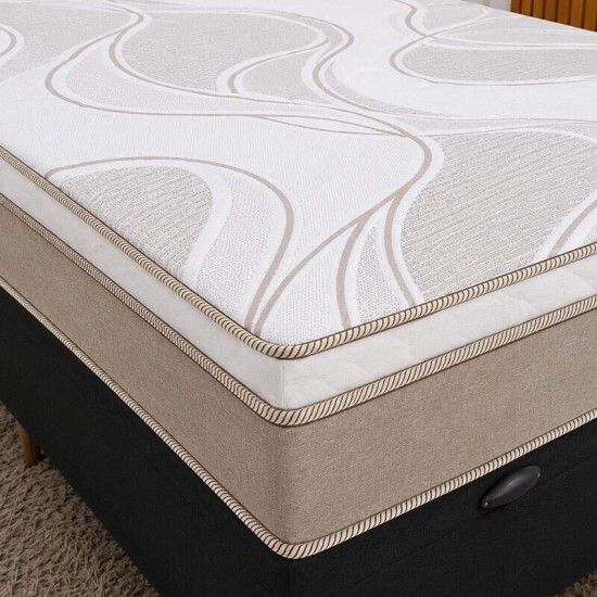 Colch�o Casal Molas Ensacadas Dom Bioflex + Base Box Ba� Casal Carioca Sued Preto Blindado Bioflex - 138x188x72