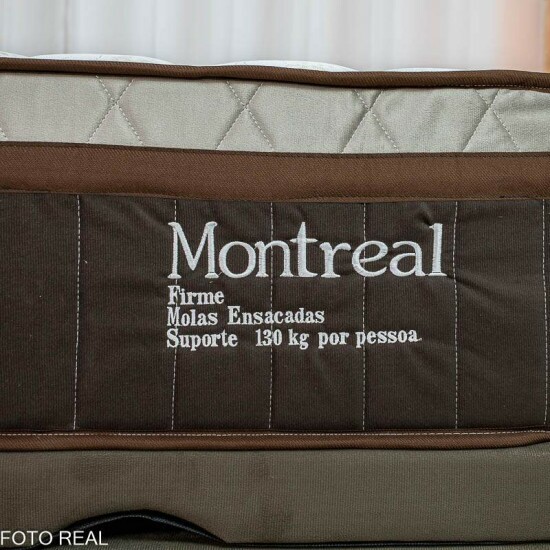 Colch�o Casal Molas Ensacadas Montreal Viero + Base Box Casal Ba� Prime Confort Sued Marrom Blindado Issacar - 138x188x77