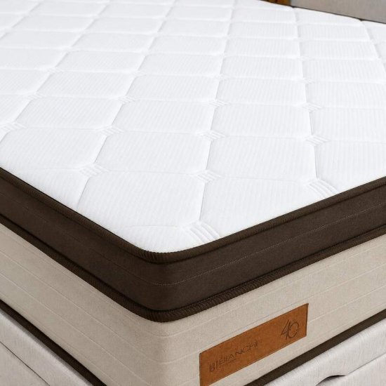 Colch�o Queen Molas Ensacadas Ibiza Bianchi + Base Box Ba� Queen Confort Linh�o Palha Blindado Issacar - 158x198x78