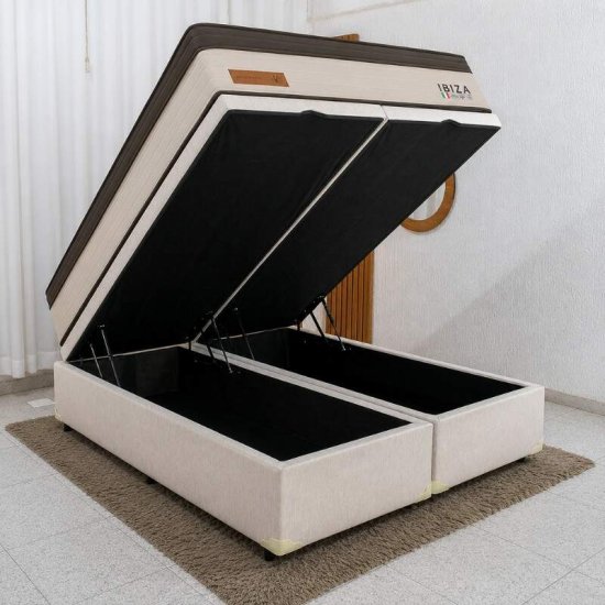 Colch�o Queen Molas Ensacadas Ibiza Bianchi + Base Box Ba� Queen Confort Linh�o Palha Blindado Issacar - 158x198x78