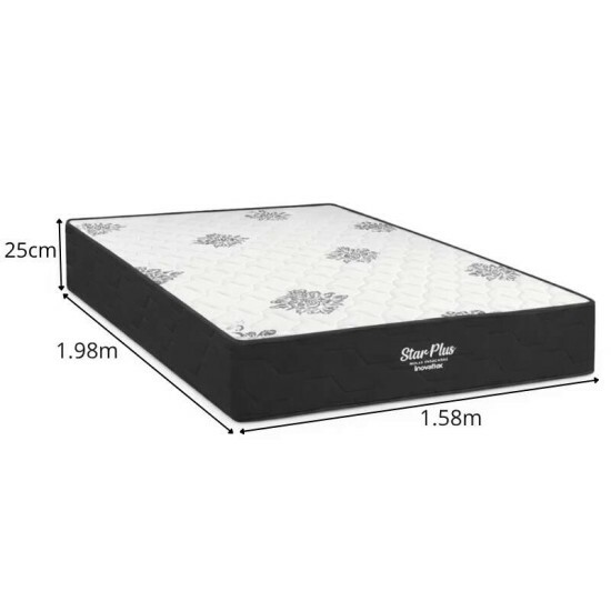 Colch�o Queen Molas Ensacadas Pocket Star Plus Inovaflex + Base Box Ba� Queen Bipartido Confort Linh�o Petr�leo Blindado Issacar - 158x198x70