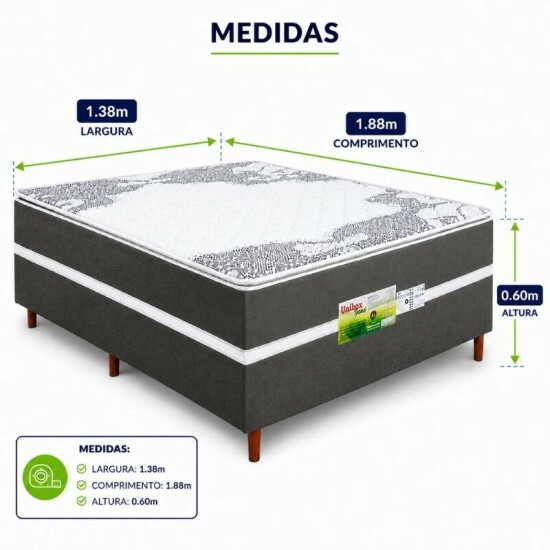 Unibox Casal Sonho Bom Gens Ortop�dico 138x188x60 - Nosso Sonho | Suporta at� 200kg