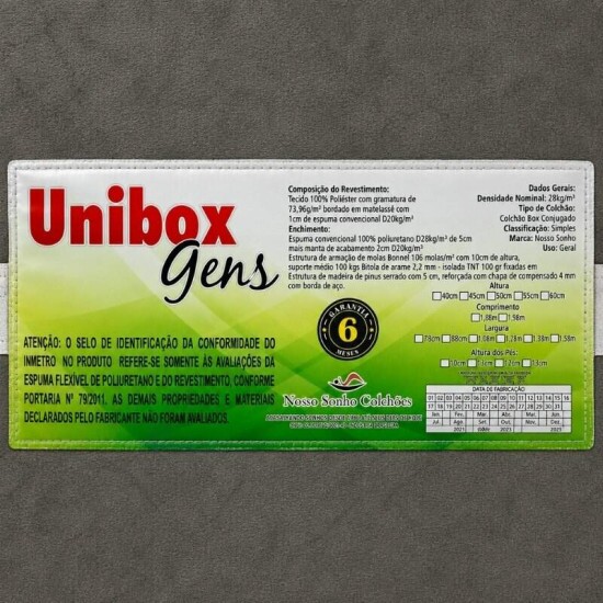 Unibox Casal Sonho Bom Gens Ortop�dico 138x188x60 - Nosso Sonho | Suporta at� 200kg