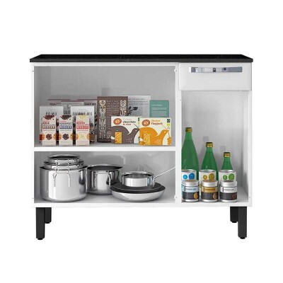 Balc�o de Cozinha Rose Larg. 1.05m Branco 3 Portas 1 Gaveta em A�o - Itatiaia