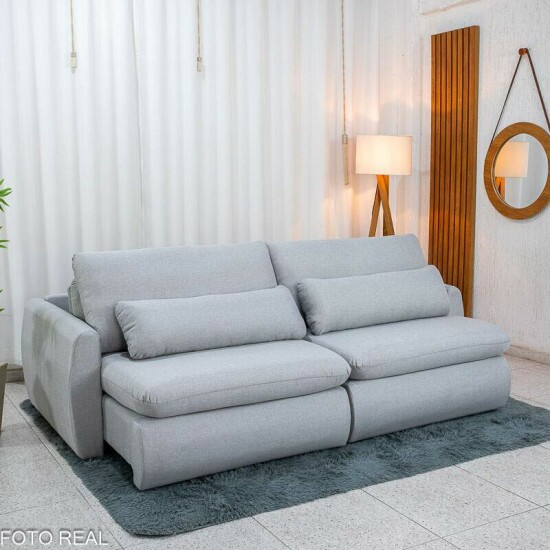 Sof� Retr�til Amaranto 2.30m Linho Gelo 100 - Sem Caixa