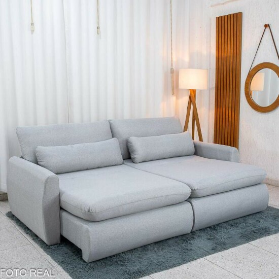 Sof� Retr�til Amaranto 2.30m Linho Gelo 100 - Sem Caixa