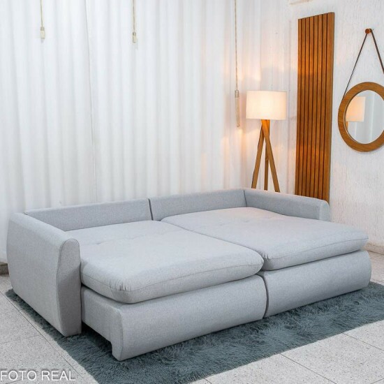 Sof� Retr�til Amaranto 2.30m Linho Gelo 100 - Sem Caixa