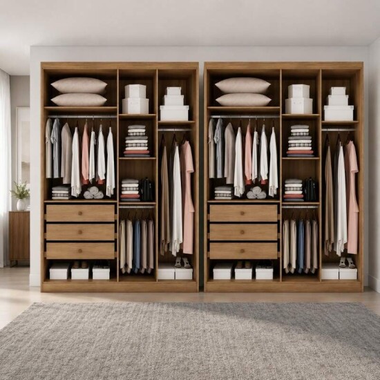 2 Guarda-Roupa Rizon New Cumaru/Fendi Fosco 3.18m - Novo Horizonte