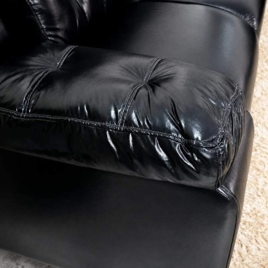 Sof� 3 Lugares 240 Courino Preto Rondom�veis - 2,03m