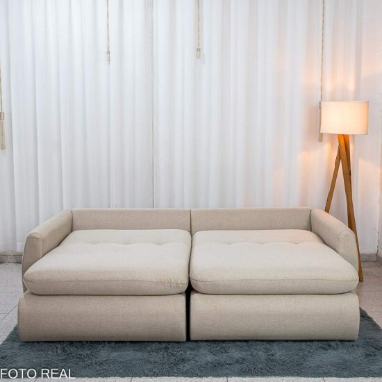 Sof� Retr�til Amaranto 2.30m Linho Bege Cru - Sem Caixa