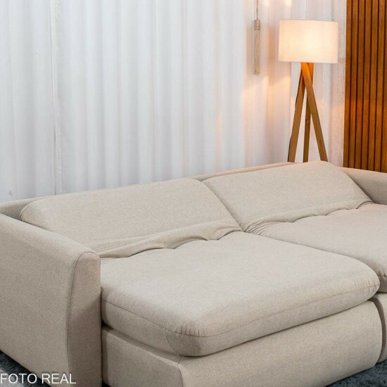 Sof� Retr�til Amaranto 2.30m Linho Bege Cru - Sem Caixa
